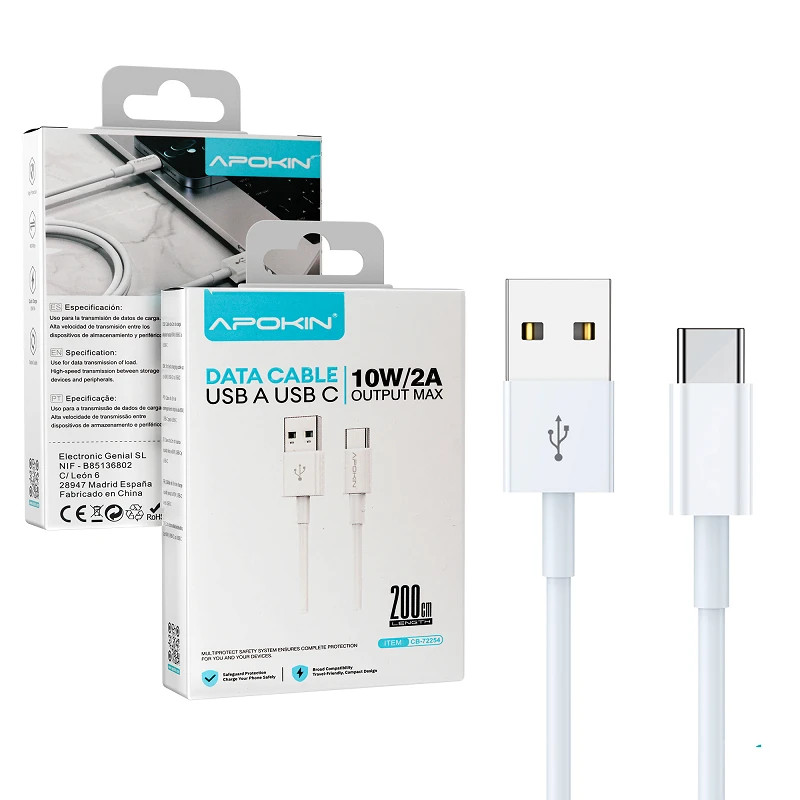 Cable USB-A a Tipo-C 2 Metros Blanco 72254