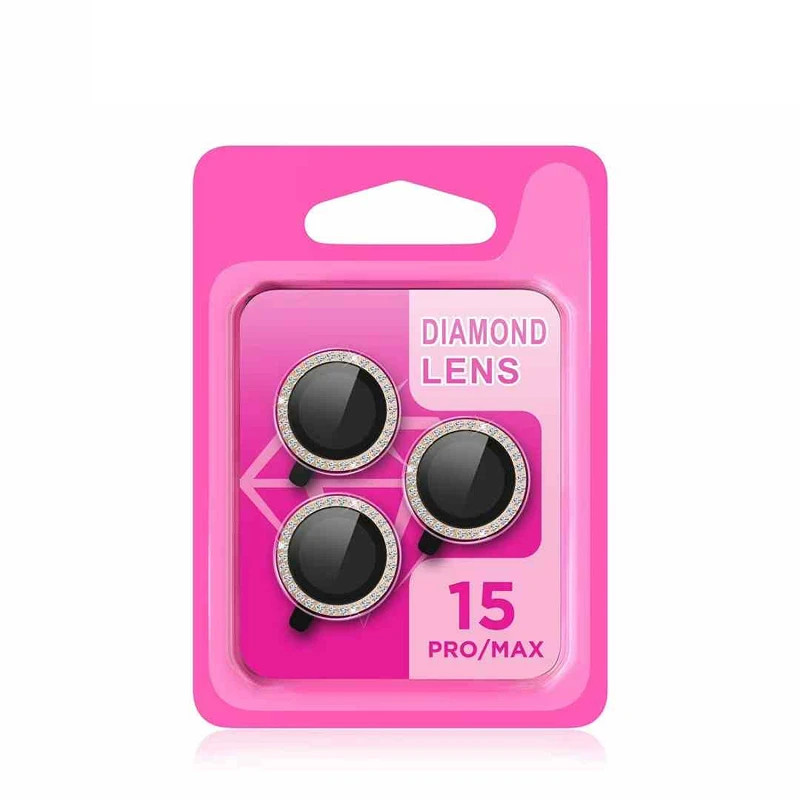 Protector Lentes Diamante iPhone 15 Pro /15 Pro Max Negro