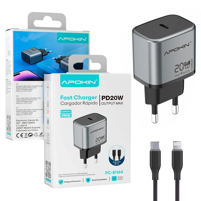 Cargador Red Tipo C 20W 3.0A Cable Lightning APOKIN 81164