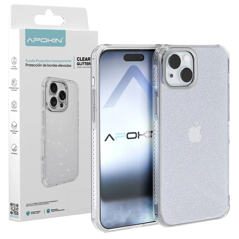 Funda Purpurina Transparente iPhone 15