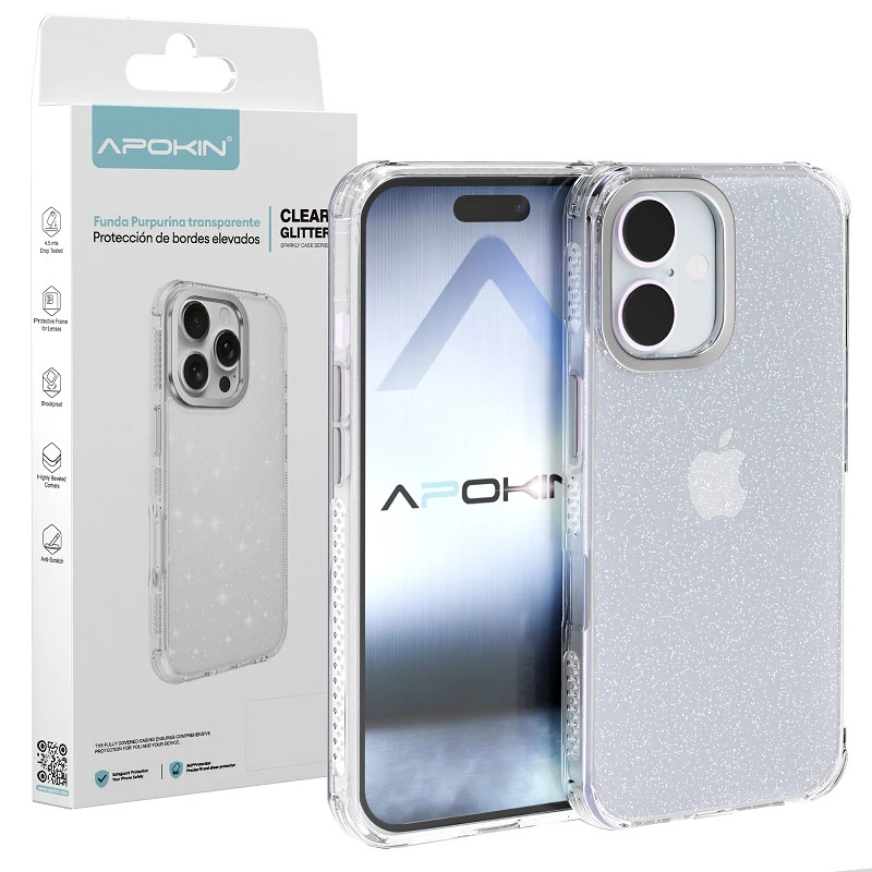 Funda Purpurina Transparente iPhone 16 Plus