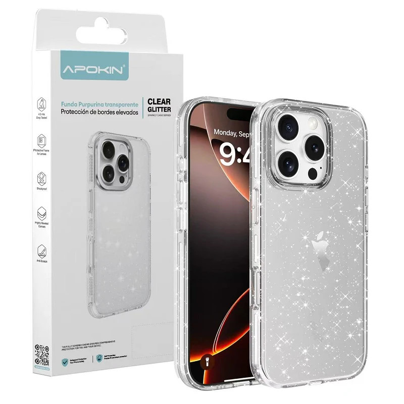 Funda Purpurina Transparente iPhone 16 Pro