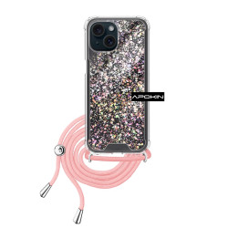 Funda Gel transparente con Cordón iPhone 15 Plus 4-Colores