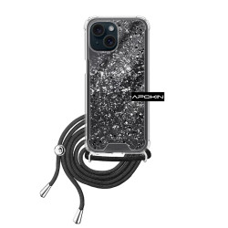 Funda Gel transparente con Cordón iPhone 15 Plus 4-Colores