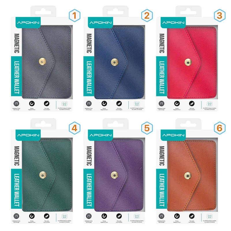 Tarjetero Cartera de Piel Compatible Magsafe 6-Colores