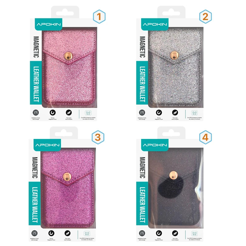 Tarjetero Cartera de Efecto Purpurina Compatible Magsafe 6-Colores