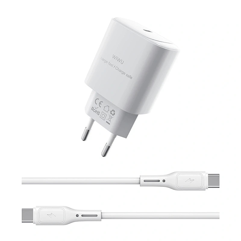 WIWU Wi-G008 + Cable Tipo-C Cargador Rápido USB-C de 30W