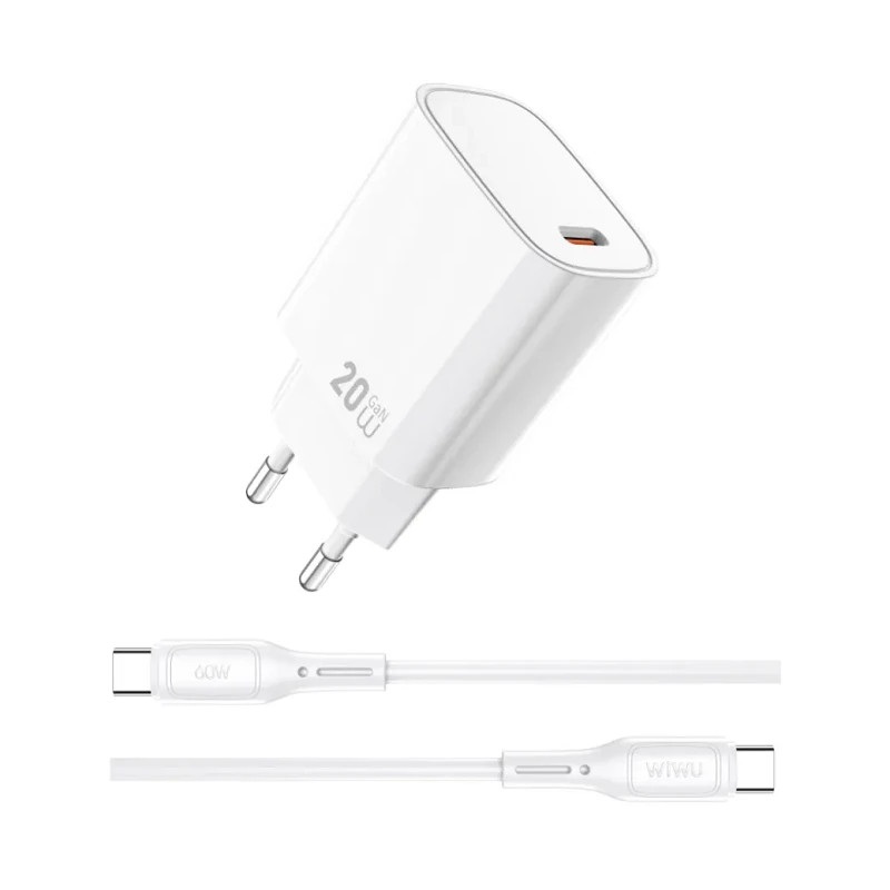 WIWU Wi-G007 Cable Tipo-C Cargador Rápido de 20W con USB-C