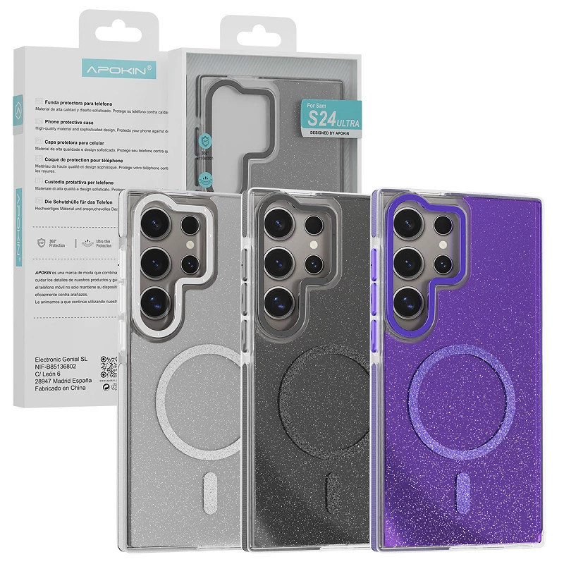 Funda Purpurina con Magsafe Apokin Samsung S25 Edge 3 Colores