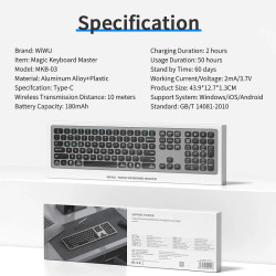 WIWU Teclado Ingles Inalámbrico y Bluetooth MKB-03 Magic