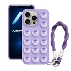 Funda Silicona Ventosa con Cordon para iPhone 15 Pro 6-Colores