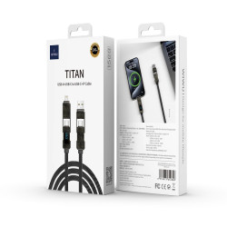 Wiwu Cable 4en1 Tipo-C/Lightning C039 100W Titan 155M Negro