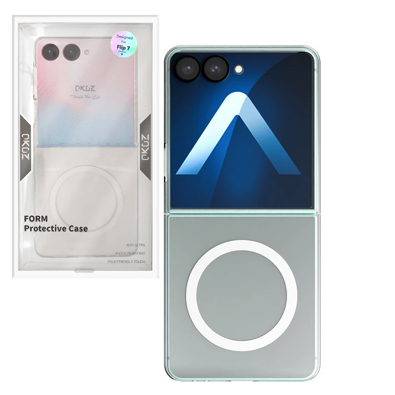 Funda Piel Transparente con Magsafe Plegable para Samsung Z Flip 7