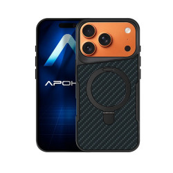 Funda Carbono con Anilla y Soporte para Iphone 17 Pro