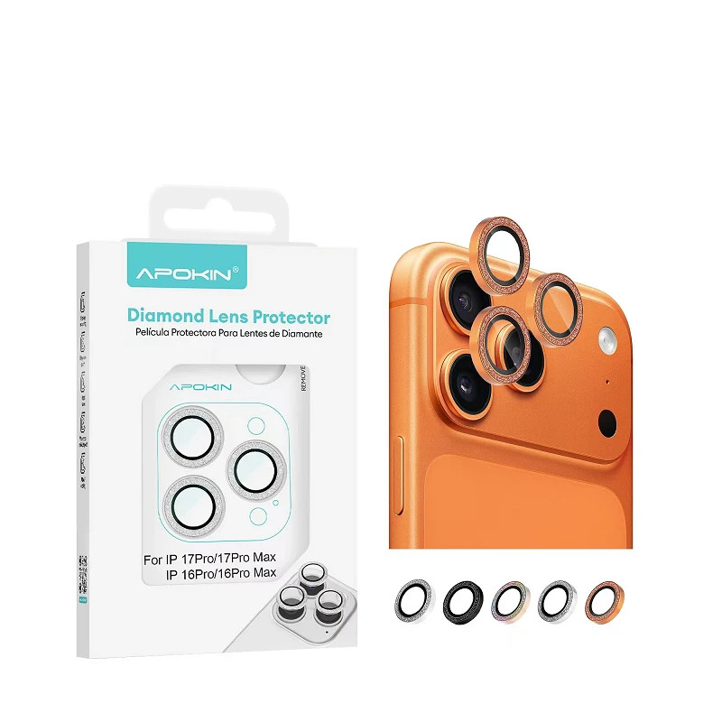 Protector Apokin Lentes Diamante iPhone 14 Pro/14 Pro Max/15 Pro/ 15 Pro Max 4-Colores