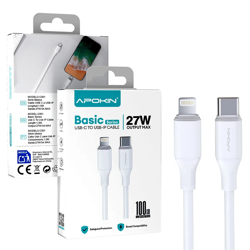 Cable USB-C a Lightning Basic Series 27W | Apokin 81799