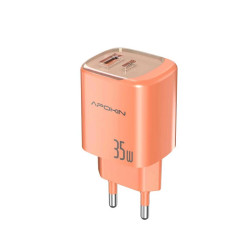 Cargador APOKIN Fast 35W USB-A + PD + Cable Tipo-C U028 Naranja