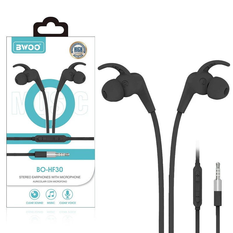 Auricular Cascos Con Micrófono BWOO HF-30 Negro