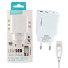 Cargador Rapido Red Entrada Doble 3.0 USBA 2.4A Lightning APOKIN - Blanco