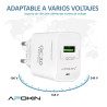 Cargador Rápido Entrada 18w 3.0 USB-A 3.1A Sin Cable APOKIN - Blanco