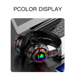 Auriculares Diadema inalámbricos RGB Deepbass R9 Negro