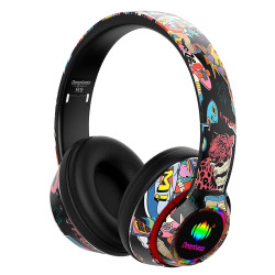 Auriculares Diadema inalámbricos RGB Deepbass R9 Negro