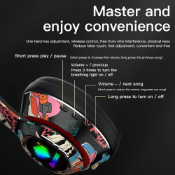 Auriculares Diadema inalámbricos RGB Deepbass R9 Negro