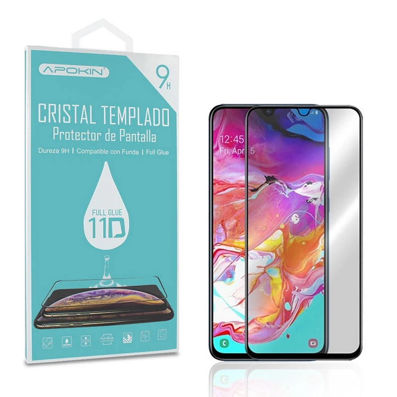Cristal templado Full Glue 11D Premium Samsung Galaxy A70 Protector de Pantalla Curvo Negro