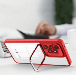 Funda Premium Antigolpe Con Soporte Plegable Transparente para iPhone 14 Pro Borde Camara Aluminio 6 Color