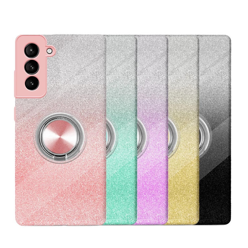 Funda Silicona Brillante Samsung Galaxy S21 Plus con Imán y Soporte de Anilla 360º 5 Colores
