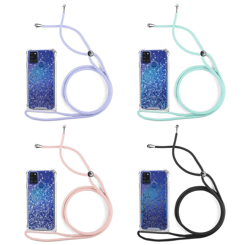 Funda Gel transparente con Cordón Samsung A03s 4-Colores