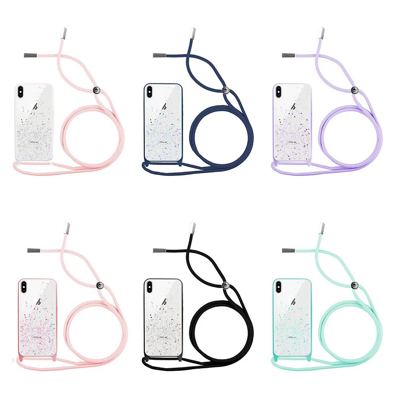 Funda Brillantina con Cordón iPhone Xs Max con Borde de Color
