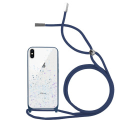 Funda Brillantina con Cordón iPhone Xs Max con Borde de Color