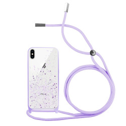 Funda Brillantina con Cordón iPhone Xs Max con Borde de Color