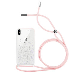 Funda Brillantina con Cordón iPhone Xs Max con Borde de Color