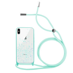 Funda Brillantina con Cordón iPhone Xs Max con Borde de Color