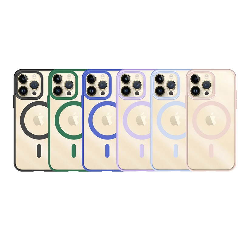 Funda Transparente Borde Color Magsafe para iPhone 14 Pro Max 6-Colores