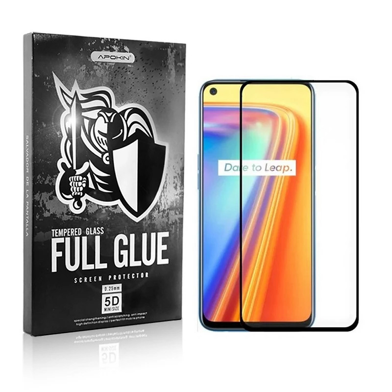 Cristal templado Full Glue 5D Realme 7 Protector de Pantalla Curvo Negro