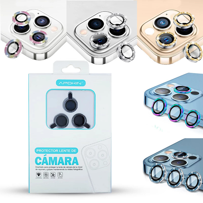 Protector 3 Lentes Brillante Aluminio iPhone 12 Pro Max 4 Color