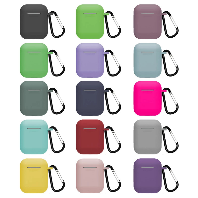 Funda Silicona Auriculares Airpods 1/2 con mosquetón colores surtidos