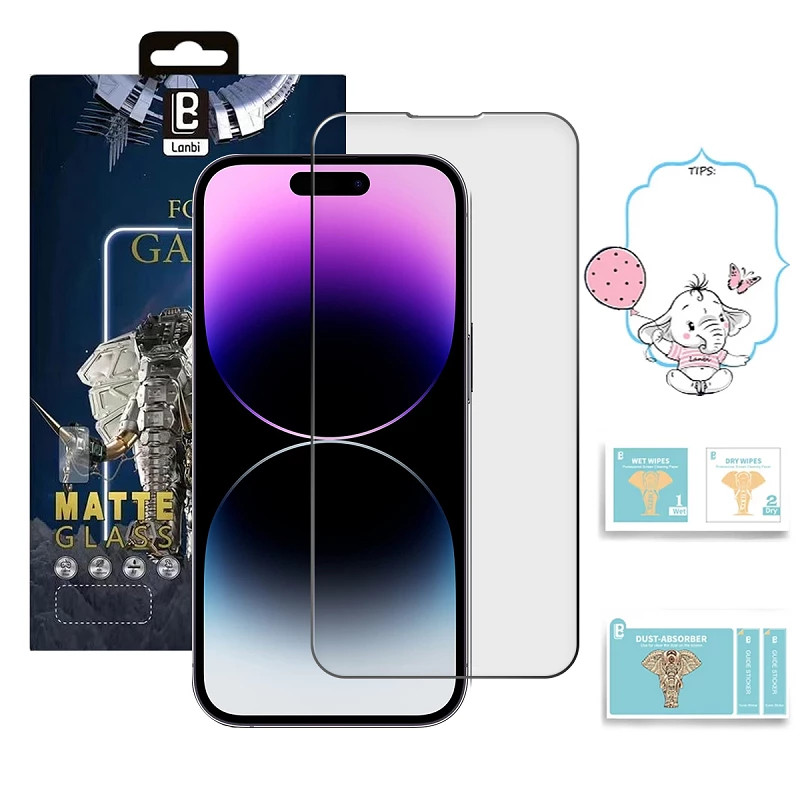 Cristal templado Mate Anti-Manchas 5D iPhone 14 Pro Color Negro