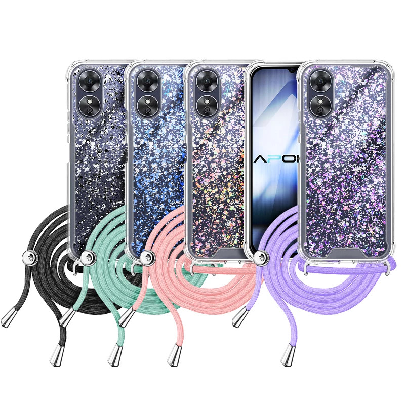 Funda Gel transparente con Cordón Oppo A17 4G 4-Colores