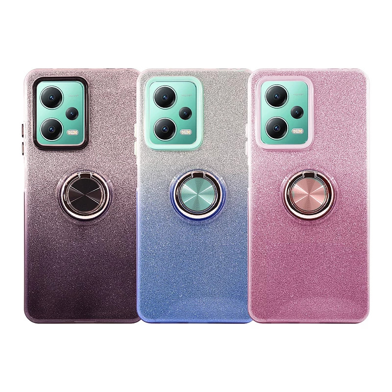 Funda Silicona Brillante Xiaomi Redmi Note 12 5G con Imán y Soporte de Anilla 360 5 Colores