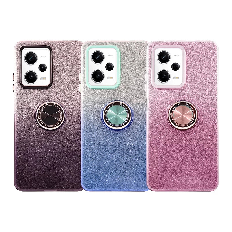 Funda Silicona Brillante Xiaomi Redmi Note 12 Pro 5G con Imán y Soporte de Anilla 360 5 Colores