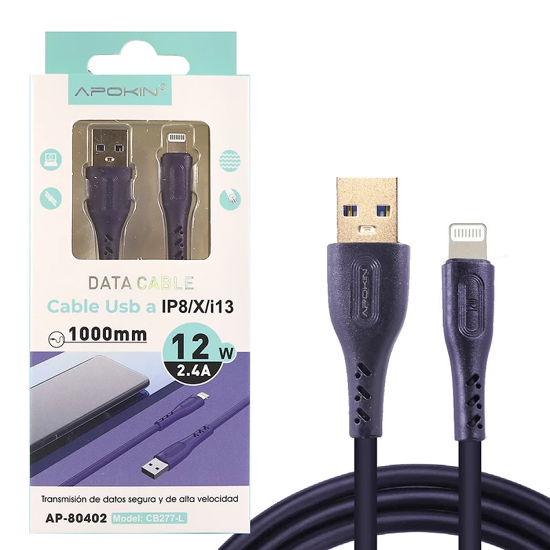 Cable Lightning a USB 3.0 1Metro 12W 2.4A Morado