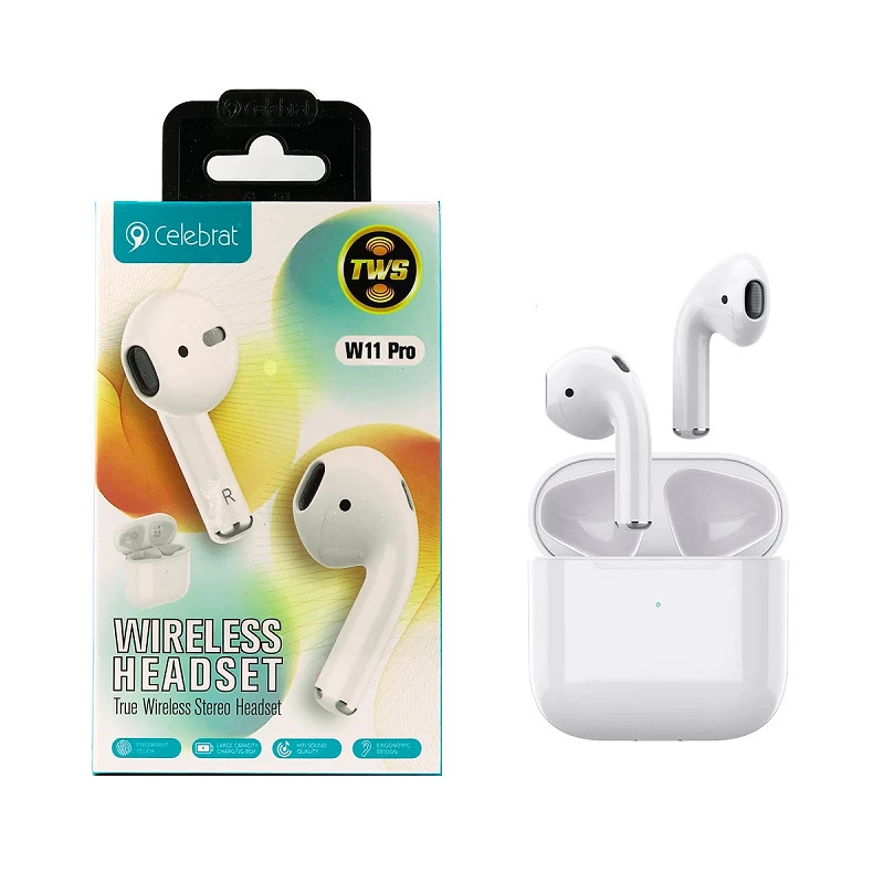 Auricular Celebrat W11 PRO Bluetooth 5.3 Blancos