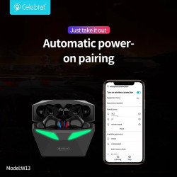 Auricular Celebrat W13 con Luz Bluetooth 5.3 Negro