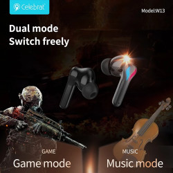 Auricular Celebrat W13 con Luz Bluetooth 5.3 Negro
