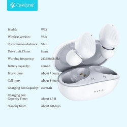 Auricular Celebrat W33 Bluetooth 5.3 2-Colores