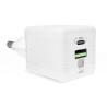 Cargador Doble USB-A+PD 20W-3.0A Cable Tipo-C APOKIN PC820Y - Blanco